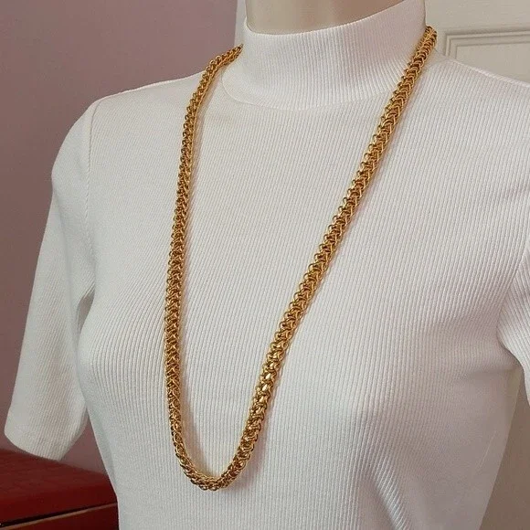 Untested Gold Tone Chunky Treble Chain Necklace Versatile Belt Bracelet - Picture 2 of 8